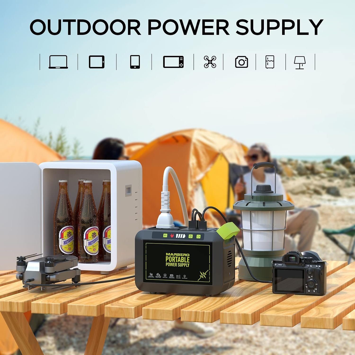 MARBERO Portable Power Station 88Wh, 120W Surge, Solar Generator 24,000mAh | Power Bank with AC Outlet 110V Portable Generator, 8 Output Ports for Camping Home Backup Outdoor Emergency Hunting Fishing - Image 4