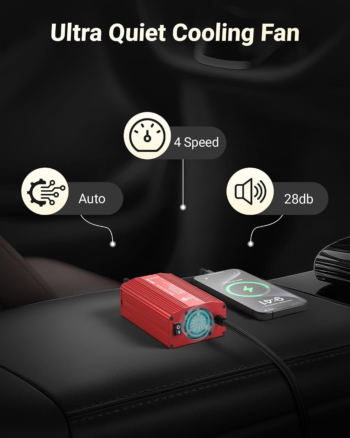 BESTEK Power Inverter DC 12-17V to AC 110V - 300W Car Plug Adapter Outlet | 4.8A Dual USB Fast Charging Port, Vehicle Charger Cigarette Lighter Adapter for Phone, Laptop on Road Trip - Aluminum Housing - Image 5