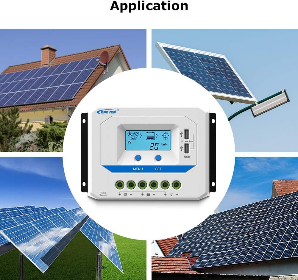 EPEVER® 45A Solar Charge Controller 12V/24V/36V/48V Auto Working PWM Solar Panel Charge Regulator with LCD Display and Powerful Dual USB Output - Image 6