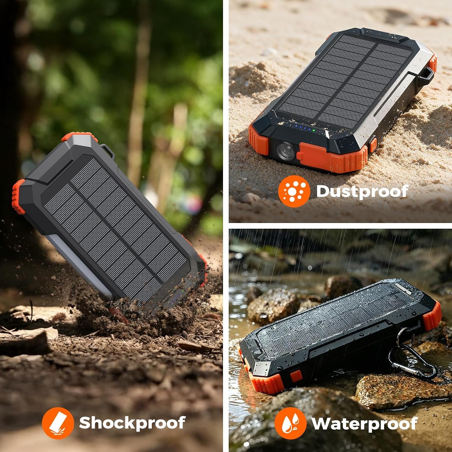 BLAVOR Solar Charger Power Bank Built-in Retractable USB-C Cable, 20000mAh Wireless Magnetic Portable Charger with Camping Light, Flashlight, 20W Fast Charging Battery Pack for Outdoor Camping Hiking - Image 6