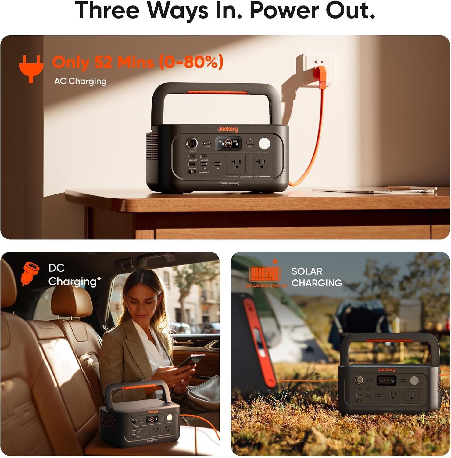 Jackery Explorer 500 v2 and 100W Solar Panel,512Wh,500W AC | LiFePO4 Battery, 1000W Surge, 14 lbs Lightweight, AC Cable Included, Solar Generator - Image 5