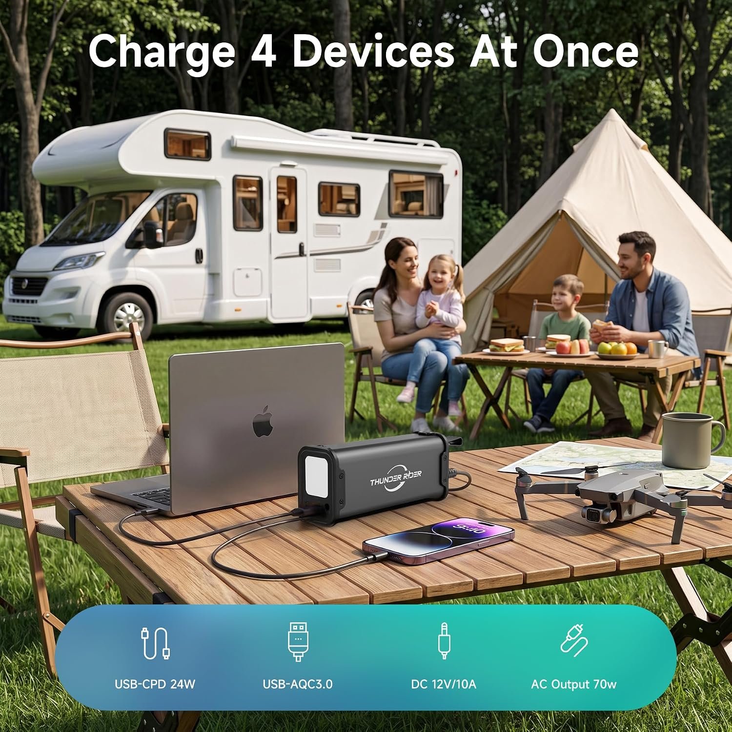 Portable Power Station 99Wh(27000mAh) 70W(140W Peak) 1.3lb Solar Power Bank | Small Generator with 110V AC & PD Fast Charging, Lithium Battery Power Bank for Home Camping Office Blackout Emergency - Image 4