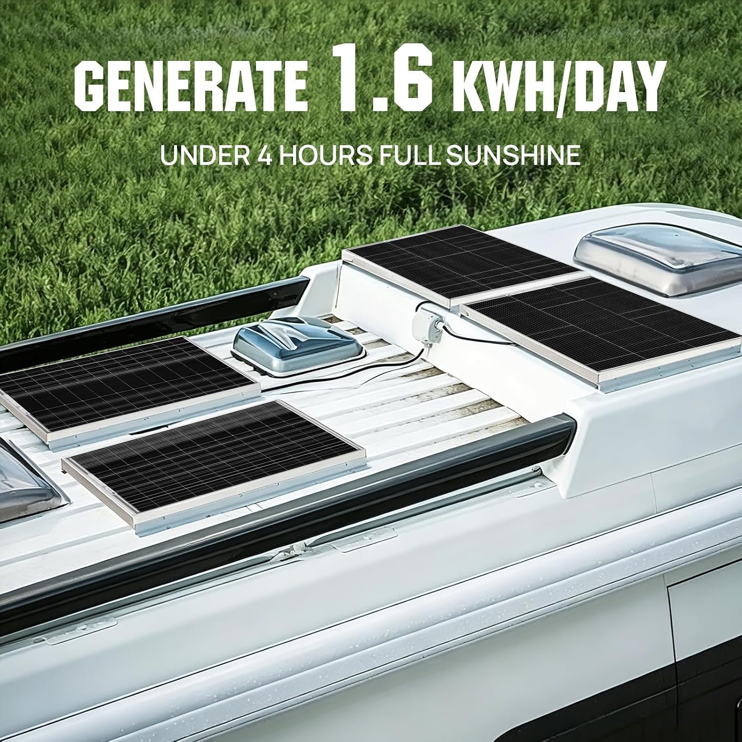 ECO-WORTHY 400 Watt 12 Volt Premium Solar Panel Kit :4pcs 100W Solar Panel+ 40A MPPT Charge Controller+ Bluetooth Module+ Mounting Z Brackets, 400W 12V Solar Power Off Grid System for Home, RV, Boat. | 4pcs 100W N-Type Solar Panel+ 40A MPPT Charge Controller+ Bluetooth Module+ Mounting Z Brackets, for RV, Camper, Vehicle - Image 3