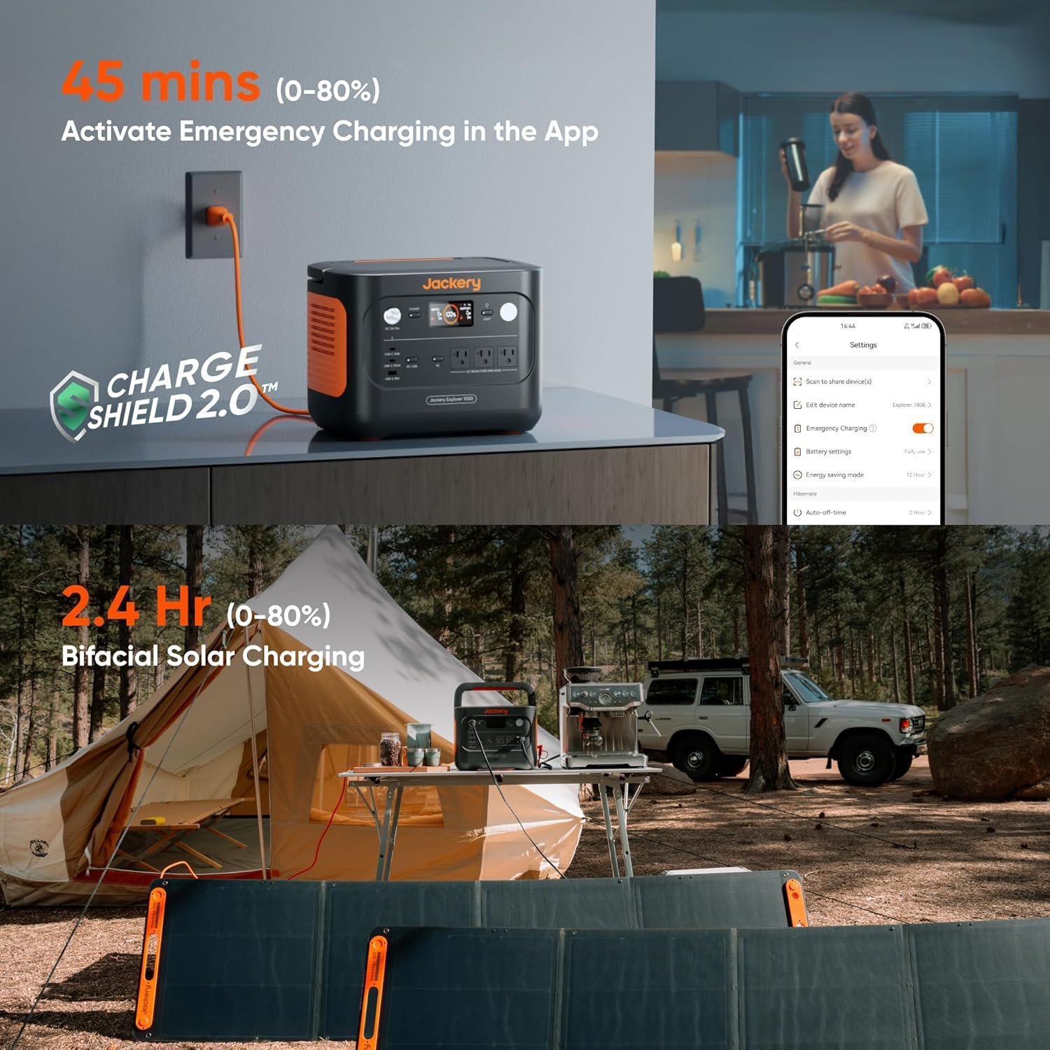 Jackery Solar Generator 1000 v2 and 200W Solar Panel,1070Wh,1500W AC | 1 Hr Fast Charge, LiFePO4 Battery, 100W USB-C Output, for Outdoor, Off-Grid Living, RV, Emergency - Image 5