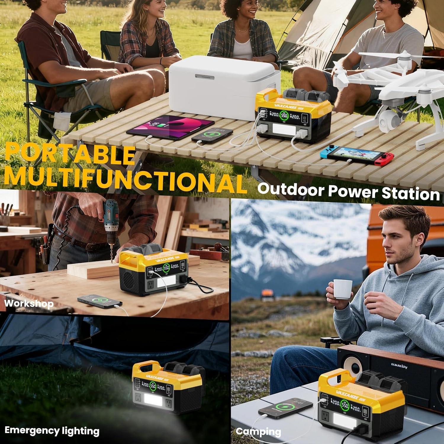 550W Power Inverter for Dewalt, DC 20V to AC 110V Pure Sine Wave, Portable Power Station with 2 USB Ports & 1 AC Outlet & 1 Type-C Fast Charging, Battery Adapter with LED, Battery Not Included - Image 7