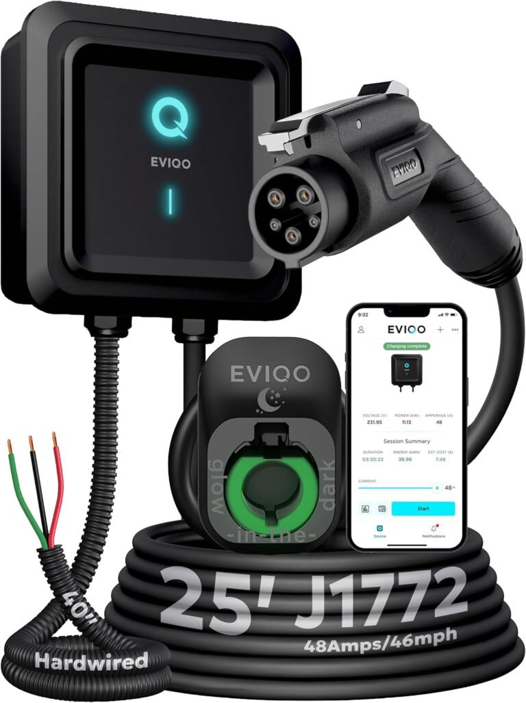Level 2 EV Charger J1772 48A - Hardwired 240V Wall Charging Station | up to 50 mph, 25ft Cable, Enhanced WiFi (2.4GHz), Smart App, Weatherproof Indoor/Outdoor (IP66, NEMA 4), UL & ETL Certified