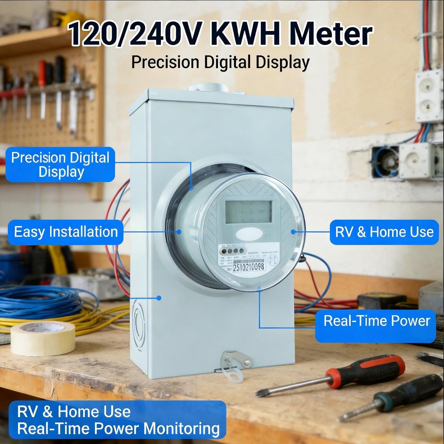 Square 200 Amp Meter Socket | 4 Jaw 600V 3-Wire Ringless Type with Horn Bypass, Overhead/Underground Feed, ANSI C12.7 Compliant for Residential & RV - Image 2