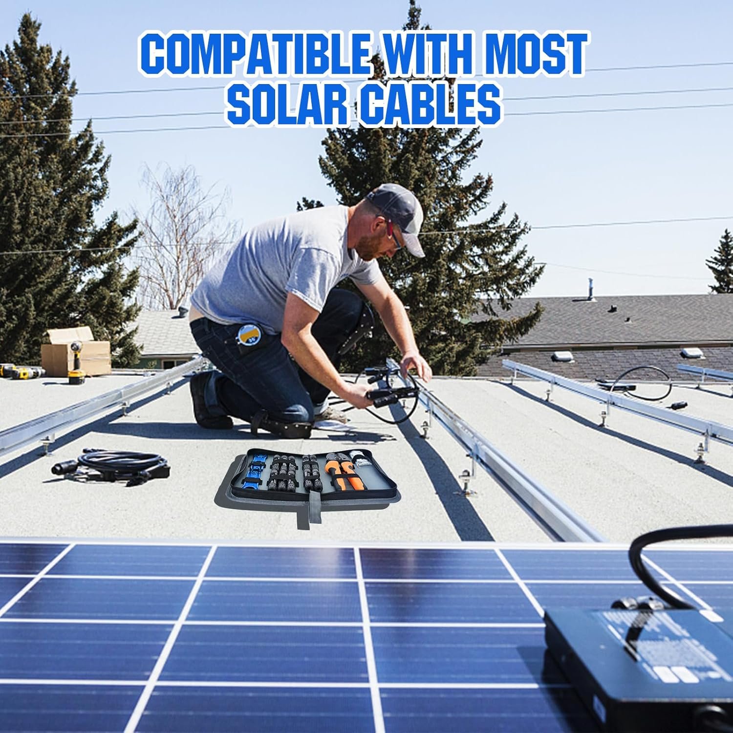 ECO-WORTHY Solar Crimper Tool Kit 13 PCS Solar Tools - a Crimper, 10 Pairs of Solar Connectors, 2 Pairs of Solar Connector Spanner Wrench for Solar Panel Cable Assembly and Installation - Image 6