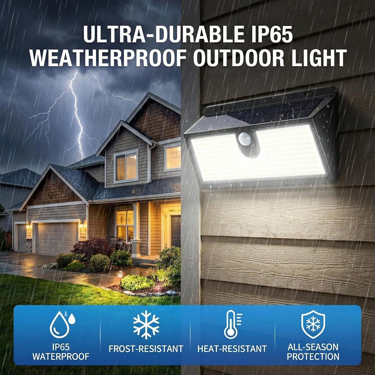 Solar Flood Lights Outdoor Motion Sensor, 452 LED Solar Security Lights with 26FT PIR Sensor, 270° Wide Angle, 30% Solar Conversion, IP65 Waterproof, 3 Modes for Yard Garage Fence Patio, 2 Pack - Image 5
