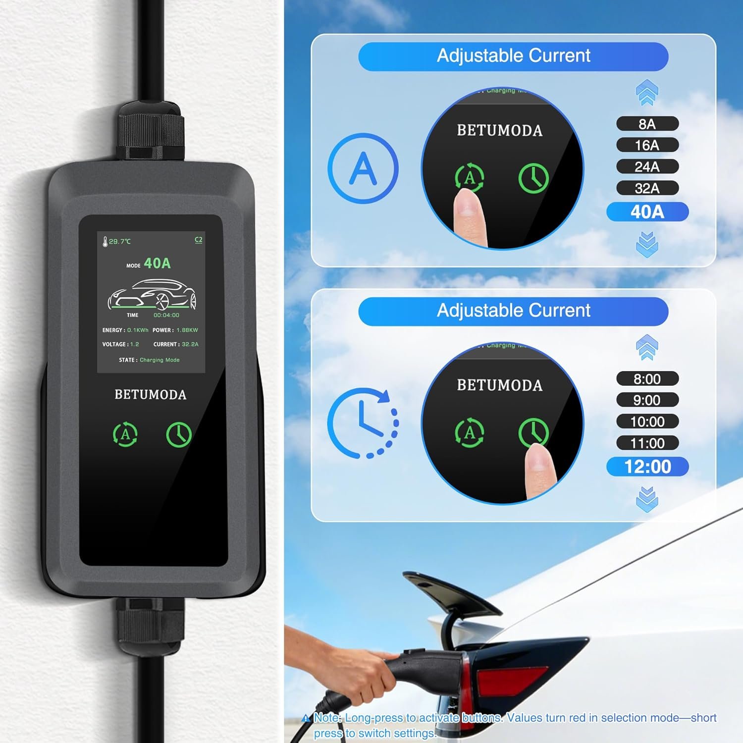 Level 2 EV Charger, 40A 25ft, 9.6kW, LED Display, J1772 EV/PHEVs. | 110V-240V, Portable EV Charger ,NEMA14-50 Plug&NEMA 5-15 Adapter Current Adjustable for All SAE J1772 - Image 5