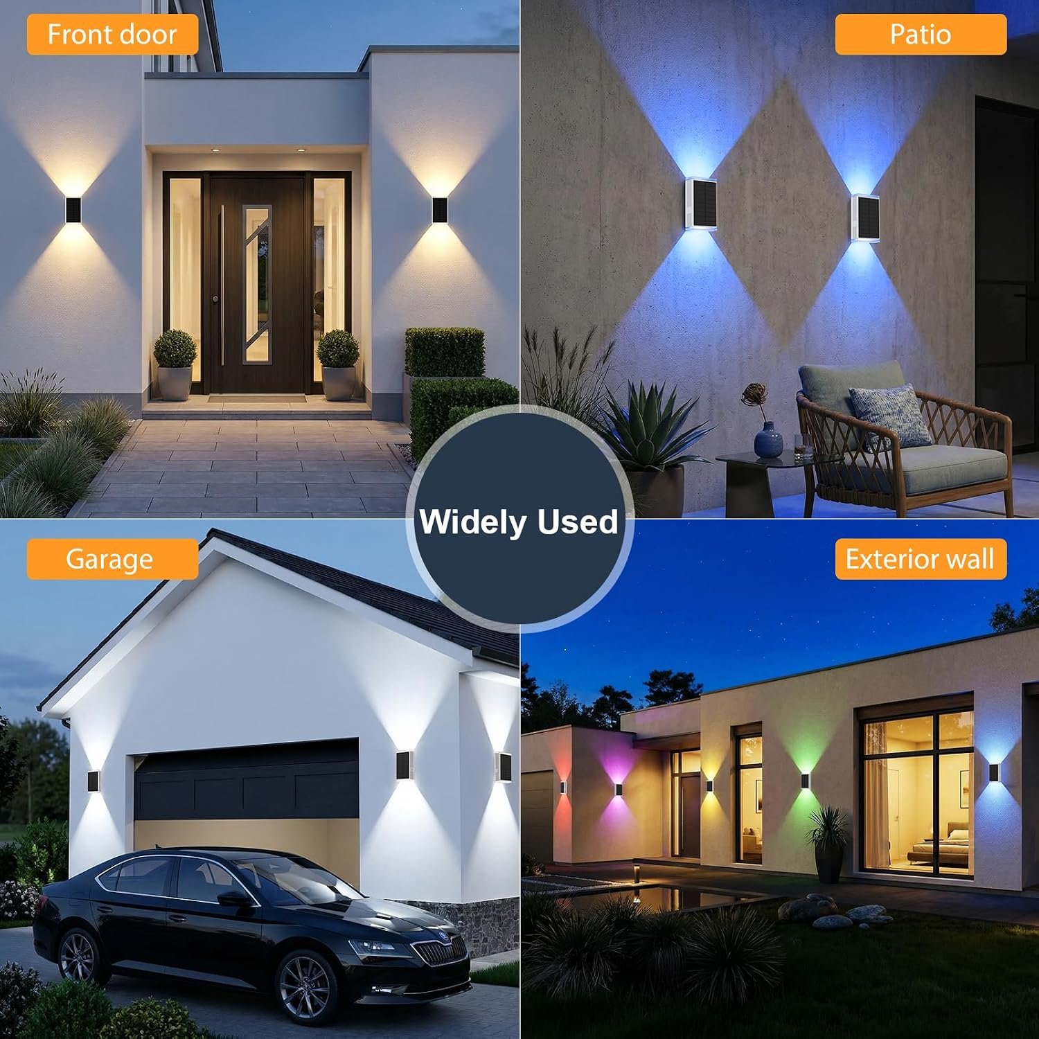 Solar Wall Lights,3000/4000/6000K/RGB 13 Modes Up & Down Wall Sconce,2Pack | 2X LED Lens IP67 Waterproof Solar Sconce Lights Up & Down Lighting Solar Lights Outdoor for Backyard/Patio/Garage/Porch - Image 8