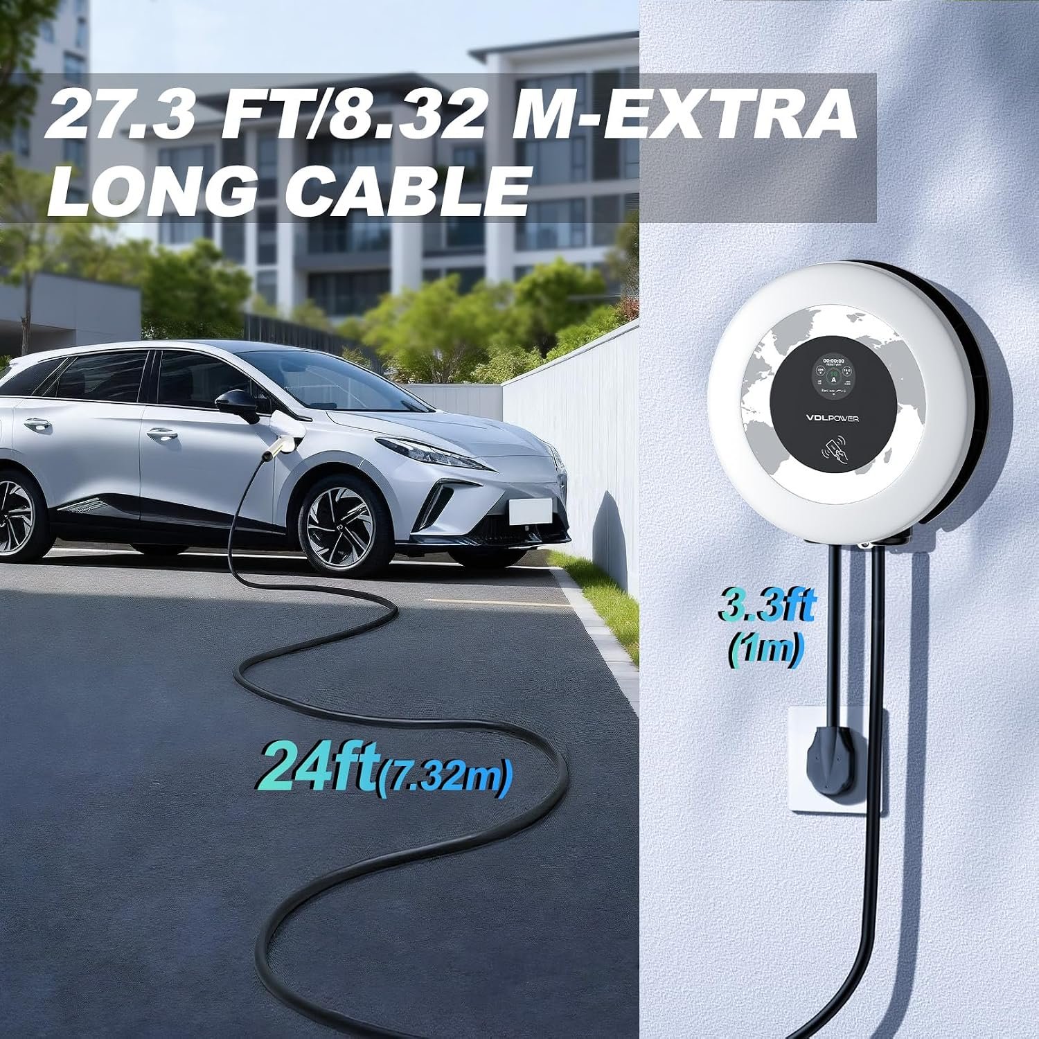 Level 2 EV Charger, 40Amp 9.6KW Fast EV Car Charger, Wall Charging Station for Home with J1772 Connector, 240V NEMA 14-50 Plug-WiFi & APP Enabled, EC41 White - Image 4