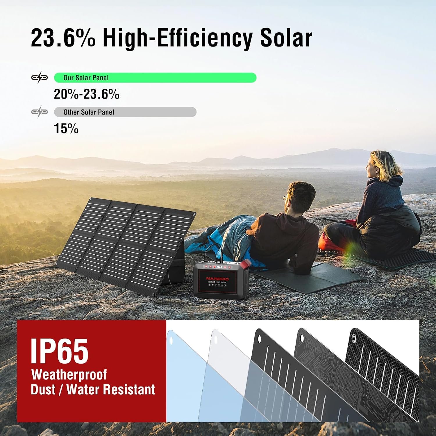 MARBERO 237Wh Solar Generator with Solar Panel Included Portable Power Station 300W Pure Sine Wave with Foldable Solar Panel 60W Set for Camping Outdoor Hiking Fishing Emergency | Solar Powered Generator 375W Surge Portable Power Station Pure Sine Wave 110V for Camping Outdoor Fishing Home Emergency CPAP - Image 6