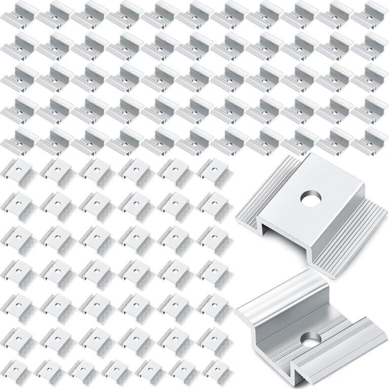 Zhengmy 100 Pack Solar Panel Mid Clamps 1.06 Inch Solar Panel Bracket Aluminium Mounting Accessories Aluminum Solar Mid Clamp for Solar Panel Mounting Solar Panel Mid Clamp
