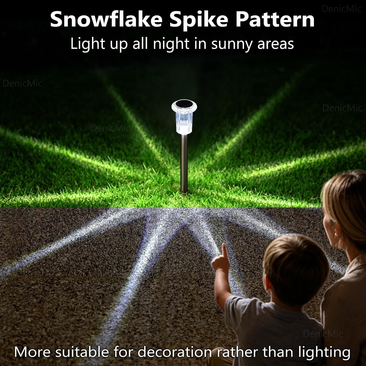DenicMic Solar Lights Outdoor Waterproof 10 Pack Pathway Lights Cool White | Stake Lights for Yard Garden Driveway Walkway Outside Landscape Path Lights, Auto On/Off 6000K LED, Stainless Steel Pole - Image 6