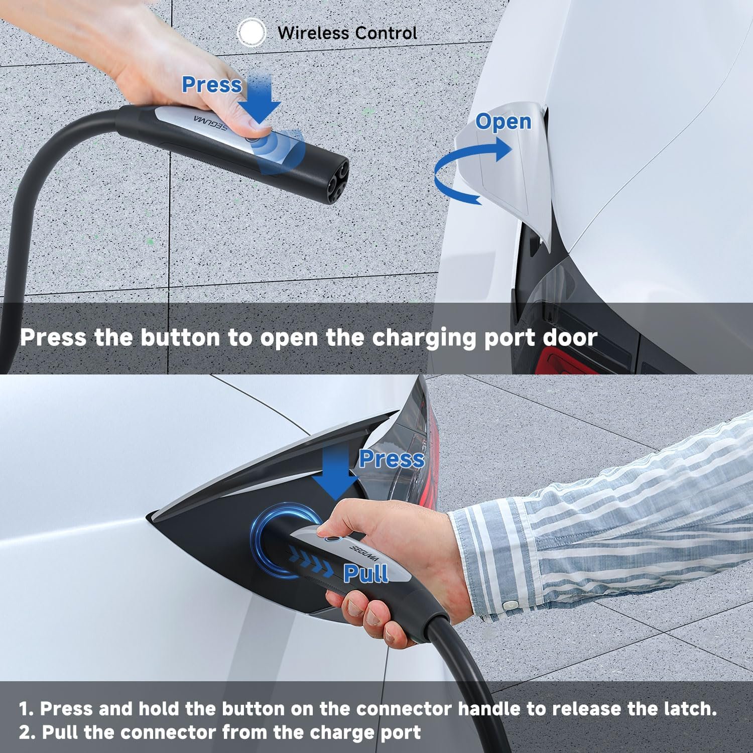 SEGUMA Level 2 EV Charger for Tesla, 32A Wi-Fi/App ETL Certified for NACS | NEMA 14-50, Adjustable Current, Timing Delay, 25FT, 240V 7.68kW, Portable Electric Car Charger, NACS EV Chargers, Black - Image 5