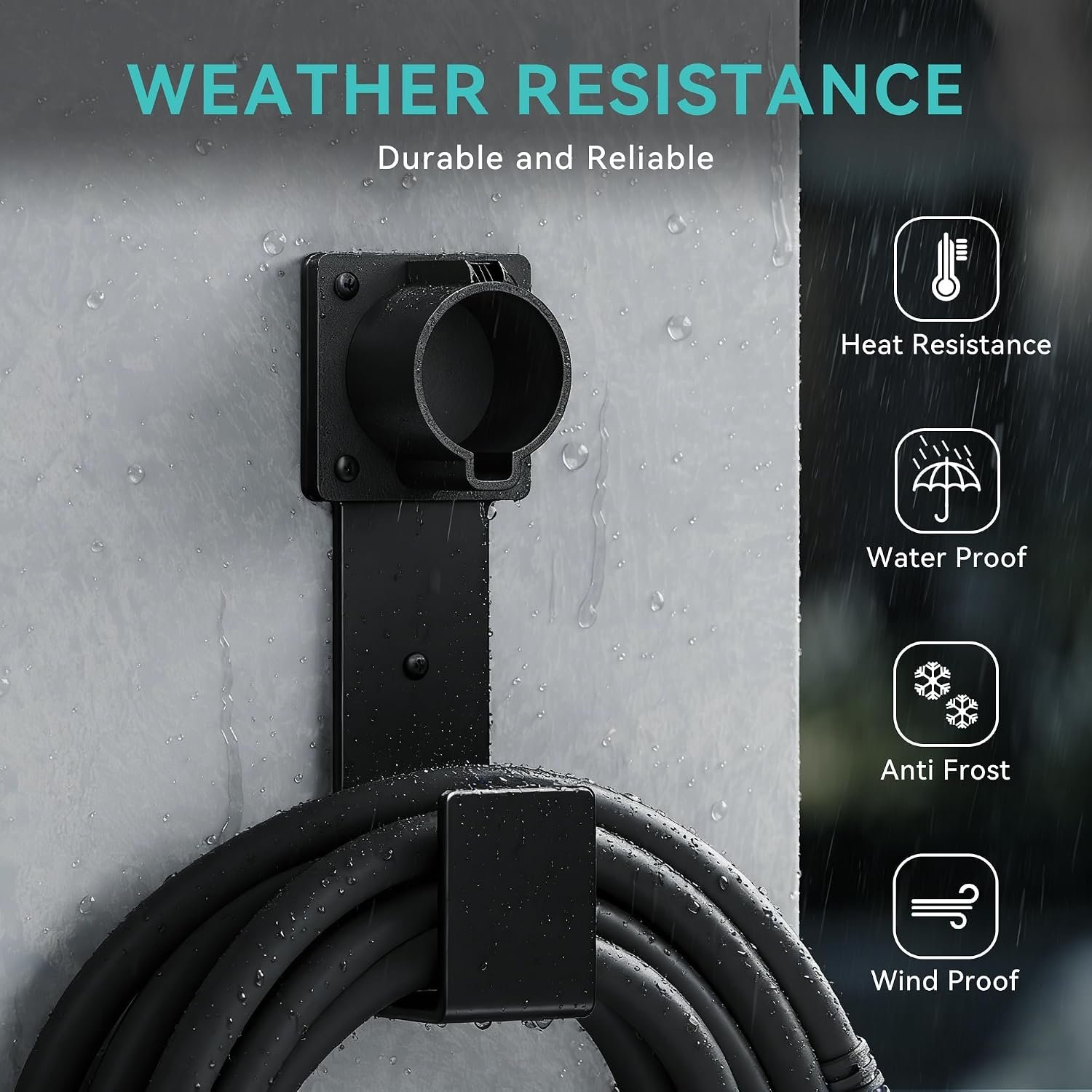 EV Charger Holder-J1772 Connector, Nozzle Holster Dock and J-Hook Combination, EV Cable Holder Wall-Mount Electric Vehicle Charger. - Image 3