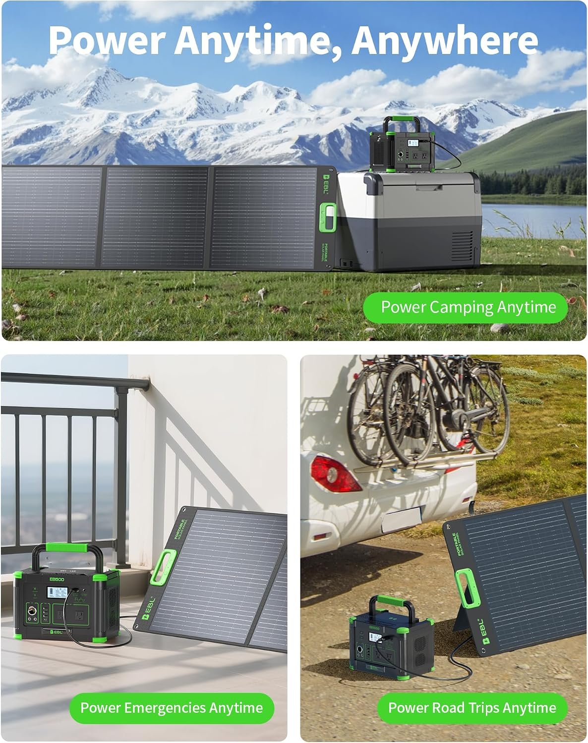 EBL 200W Portable Solar Panel for Power Station, Foldable IP65 Waterproof | 200 Watt Solar Panel with MC-4 Anderson Output Connector, w/ 4 Kickstands for RV, Camping, Blackout, Outdoor - Image 7
