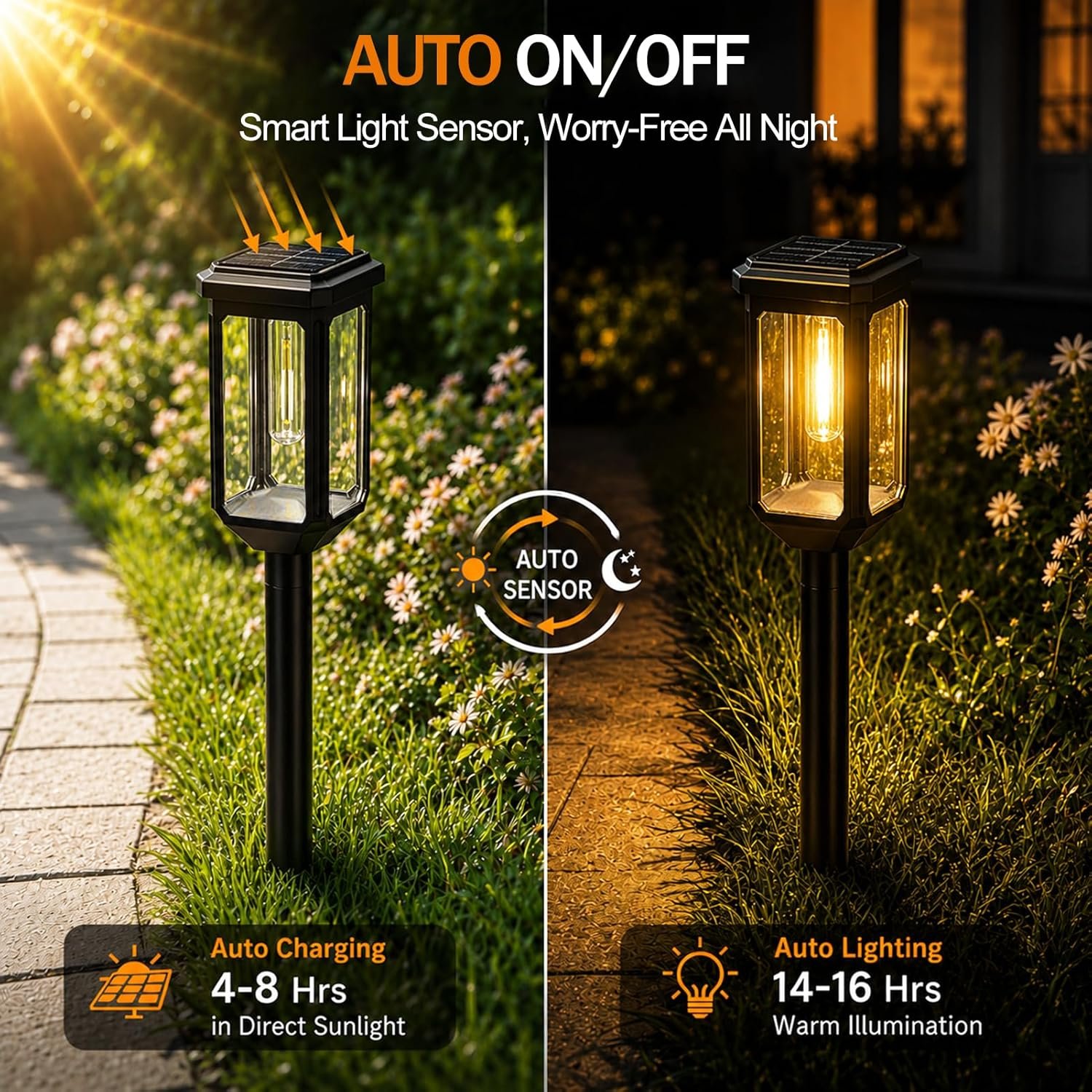 Tenmiro Solar Pathway Lights Outdoor 8 Pack, Bright Solar Garden Lights | IP65 Waterproof Shatterproof, Auto On/Off Landscape Lighting for Yard Lawn Patio Walkway Driveway Decor 3000K - Image 4