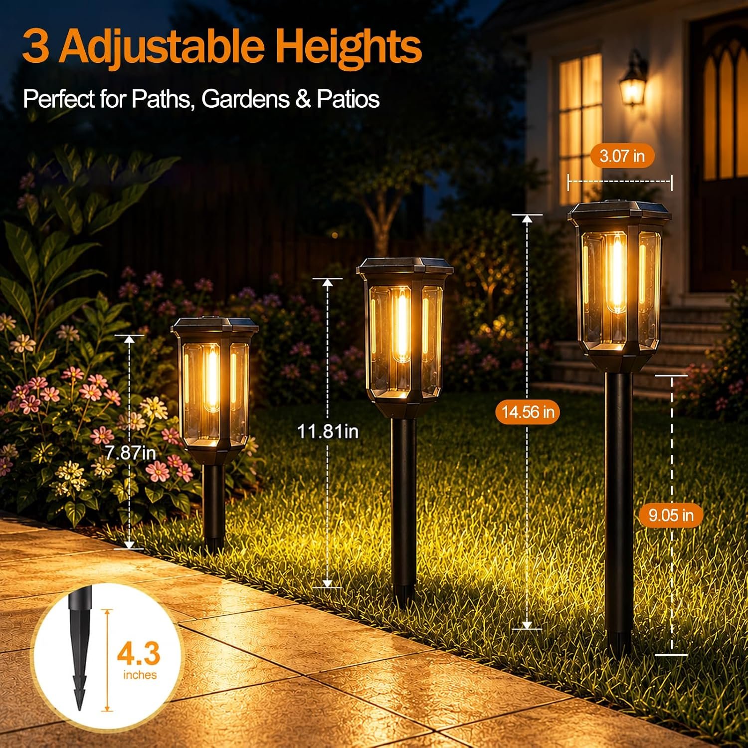 Tenmiro Solar Pathway Lights Outdoor 8 Pack, Bright Solar Garden Lights | IP65 Waterproof Shatterproof, Auto On/Off Landscape Lighting for Yard Lawn Patio Walkway Driveway Decor 3000K - Image 5
