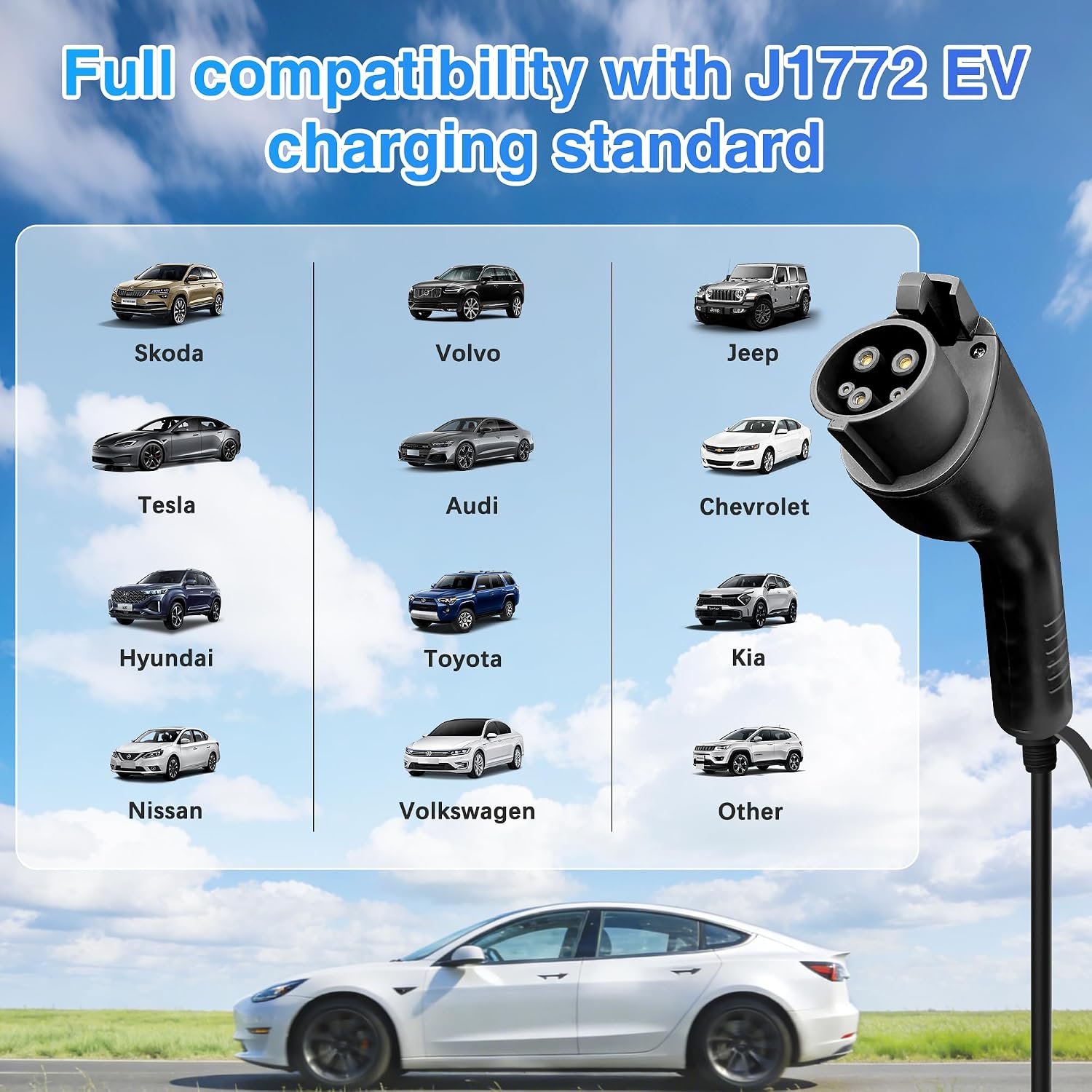 Level 2 EV Charger, 40A 25ft, 9.6kW, LED Display, J1772 EV/PHEVs. | 110V-240V, Portable EV Charger ,NEMA14-50 Plug&NEMA 5-15 Adapter Current Adjustable for All SAE J1772 - Image 6