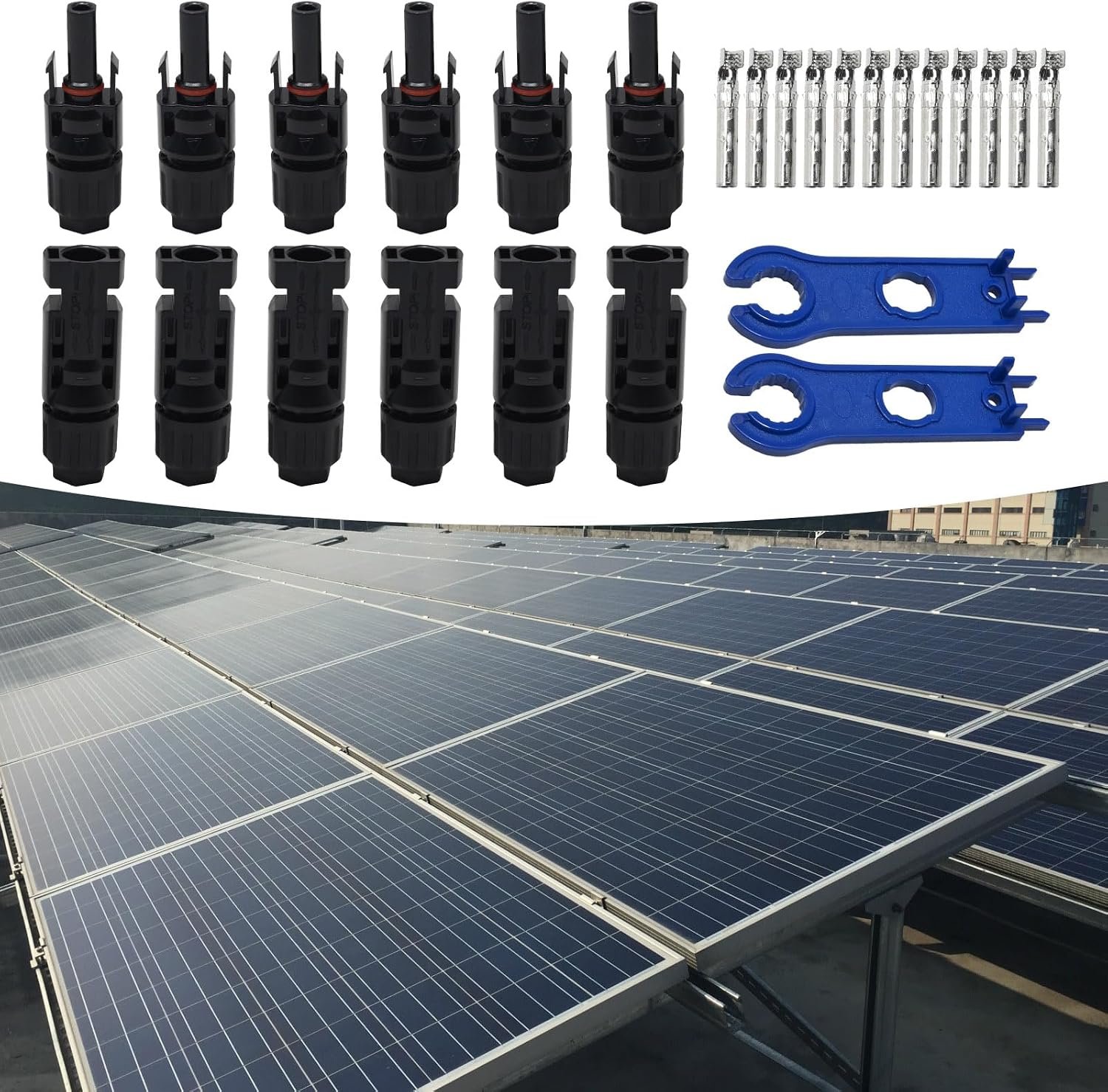 12Pcs Solar Connectors 10AWG for Solar Panel Cable Male and Female with Spanners and Connector Pins for 2.5/4/6mm² Solar PV Wire (12Pcs (6 Pair)) - Image 6