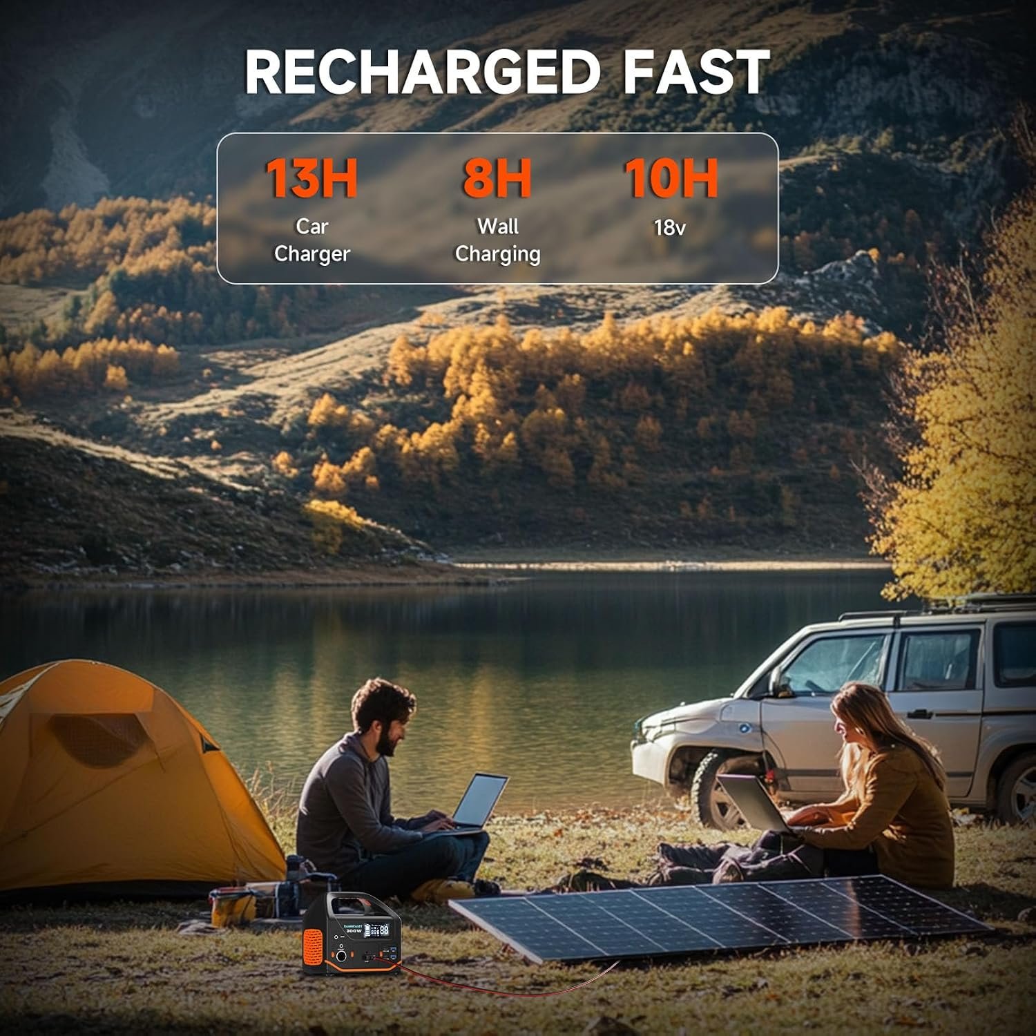 BailiBatt Portable Power Station 300W, 266Wh Solar Generator | Pure Sine Wave AC Outlet, Dual USB-C PD (24W+18W)&7 Outputs, Backup Battery for CPAP, Camping, RV, Home, Blackout - Image 7