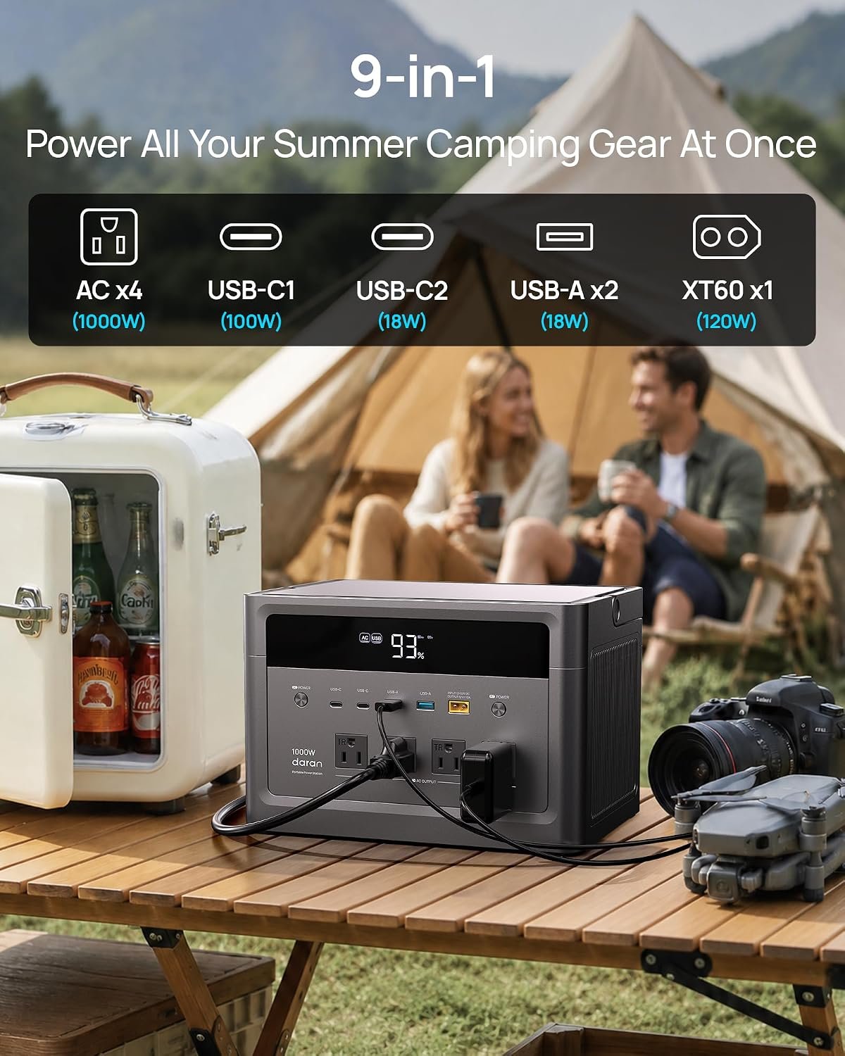 Portable Power Station 2000W Peak, 576Wh LiFePO4 Battery Solar Generator, 1.8H Fast Charging, Emergency Backup for Home Use, RV Camping, Road Trip (Solar Panel Optional) - Image 3
