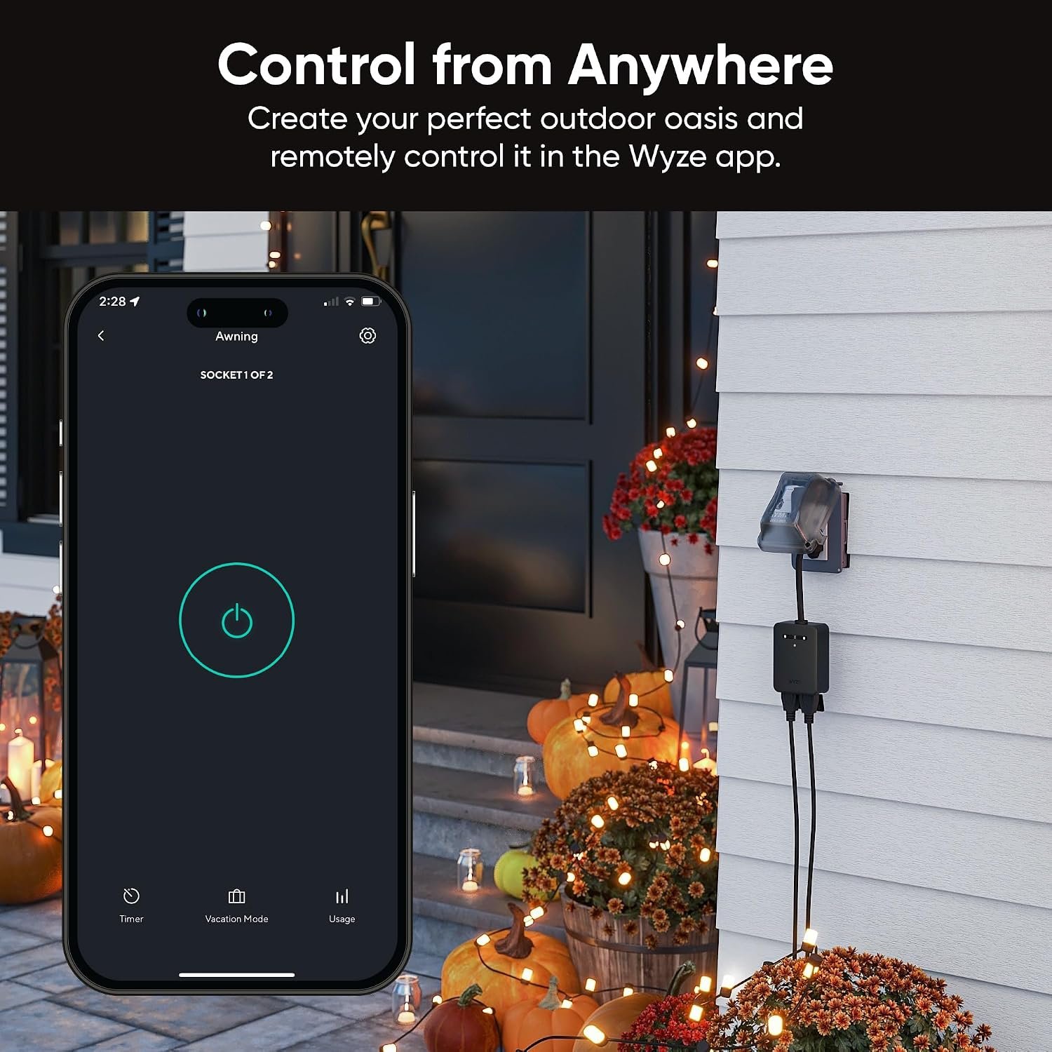 Wyze Plug Outdoor, Dual Outlets Energy Monitoring, IP64, 2.4GHz WiFi Smart Plug, Works with Alexa, Google Assistant, IFTTT, No Hub Required, Black - Image 3