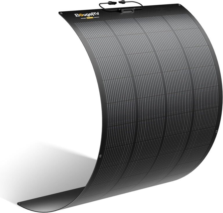 BougeRV Upgrade Arch 200W N-Type Flexible Solar Panel 16BB Mono Cell | 25% High-Efficiency, 270° Lightweight 24 Volts Compact Fiberglass Panel for RV Boat Marine Camping Home Curve Surface Black