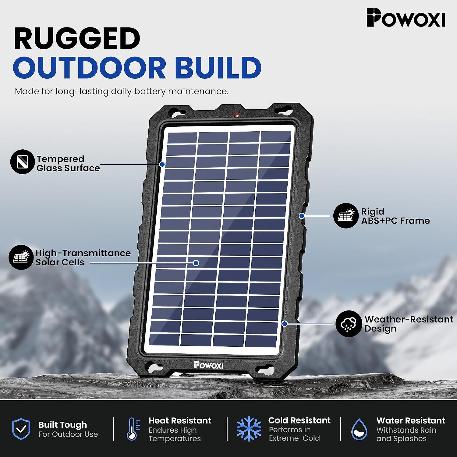 POWOXI 7.5W 12V Solar Battery Charger Trickle Maintainer Kit for Car | Smart Charge Controller | Waterproof | Intelligent Safety Protections | for Boat, Marine, RV, Automotive, Motorcycle, Trailer - Image 4