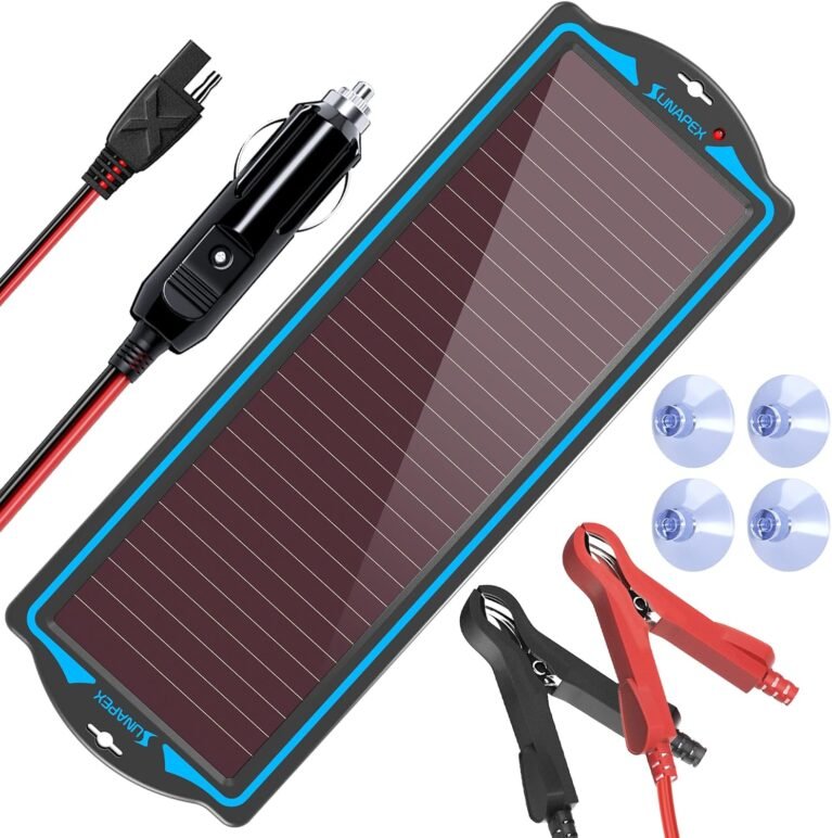 12V Solar Battery Charger Trickle Maintainer Kit for Car | Prevents Overcharging with Smart Controller | Waterproof Portable Solar Panel Kit | Fits 12V Batteries for Boats, RVs & More