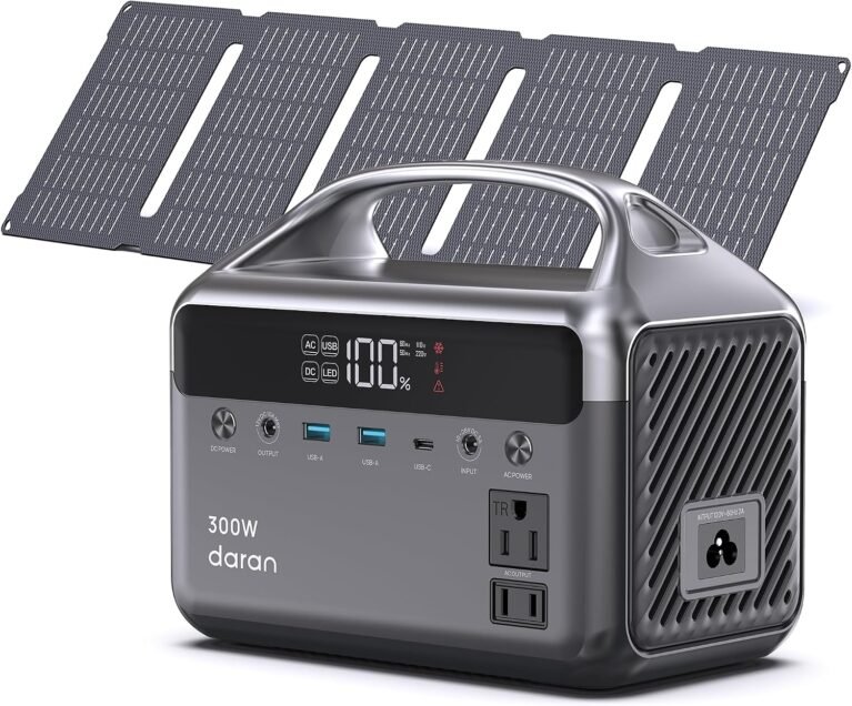 Solar Generator with Solar Panel, Portable Power Station 192Wh, 300W | 600W Surge, Solar Power Bank with AC Outlets, LiFePO4 Battery, PD Fast Charging for Camping Essentials, Home Backup & RVs