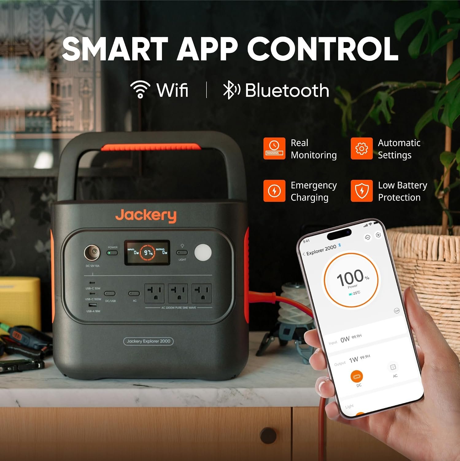 Jackery Explorer 2000 v2 Portable Power Station, 2042Wh, 2200W AC Output | LiFePO4 Battery, USB-C PD 100W Fast Charging, Solar Generator for Emergencies, Power Outages, Camping (Solar Panel Optional) - Image 8