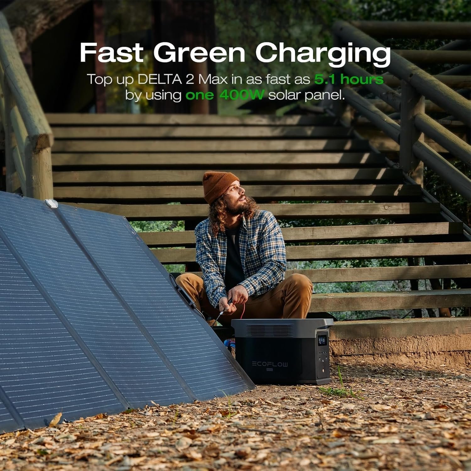 EF ECOFLOW DELTA 2 Max Solar Generator 2048Wh With 400W Solar Panel | LFP Battery Portable Power Station Up to 3400W AC Output Fast Charging 0-80% in 43 Min solar powered generator for Camping RV - Image 5
