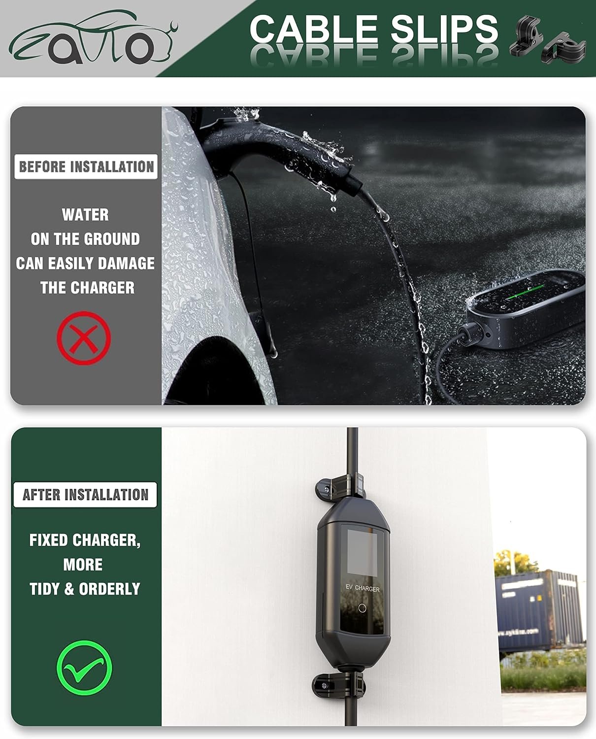 EV Charger Holder Wall Mount Charging Cable Station Accessories Portable EV Charger Control Box Holder Bracket Cable Fixing Clamp Bracket EV Cars PC Material Black - Image 2