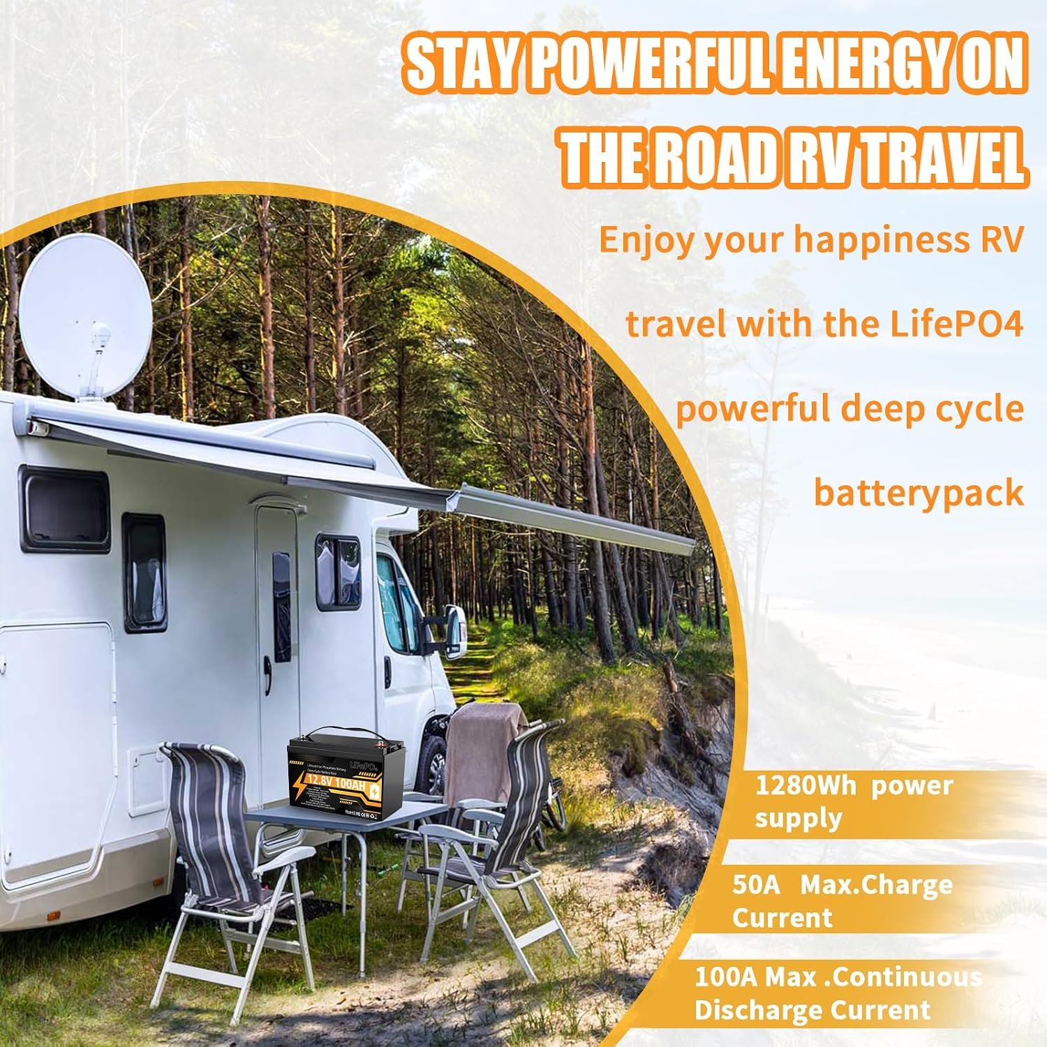 12V 100Ah LiFePO4 Lithium Battery Group 31 Deep Cycle for RV Trolling Motor | 100A BMS, 1280Wh, 15000+ Deep Cycles, 4P4S Up to 20.48kWh, Low-Temp Cutoff, Lightweight, for RV, Solar, Marine, Off-Grid - Image 8