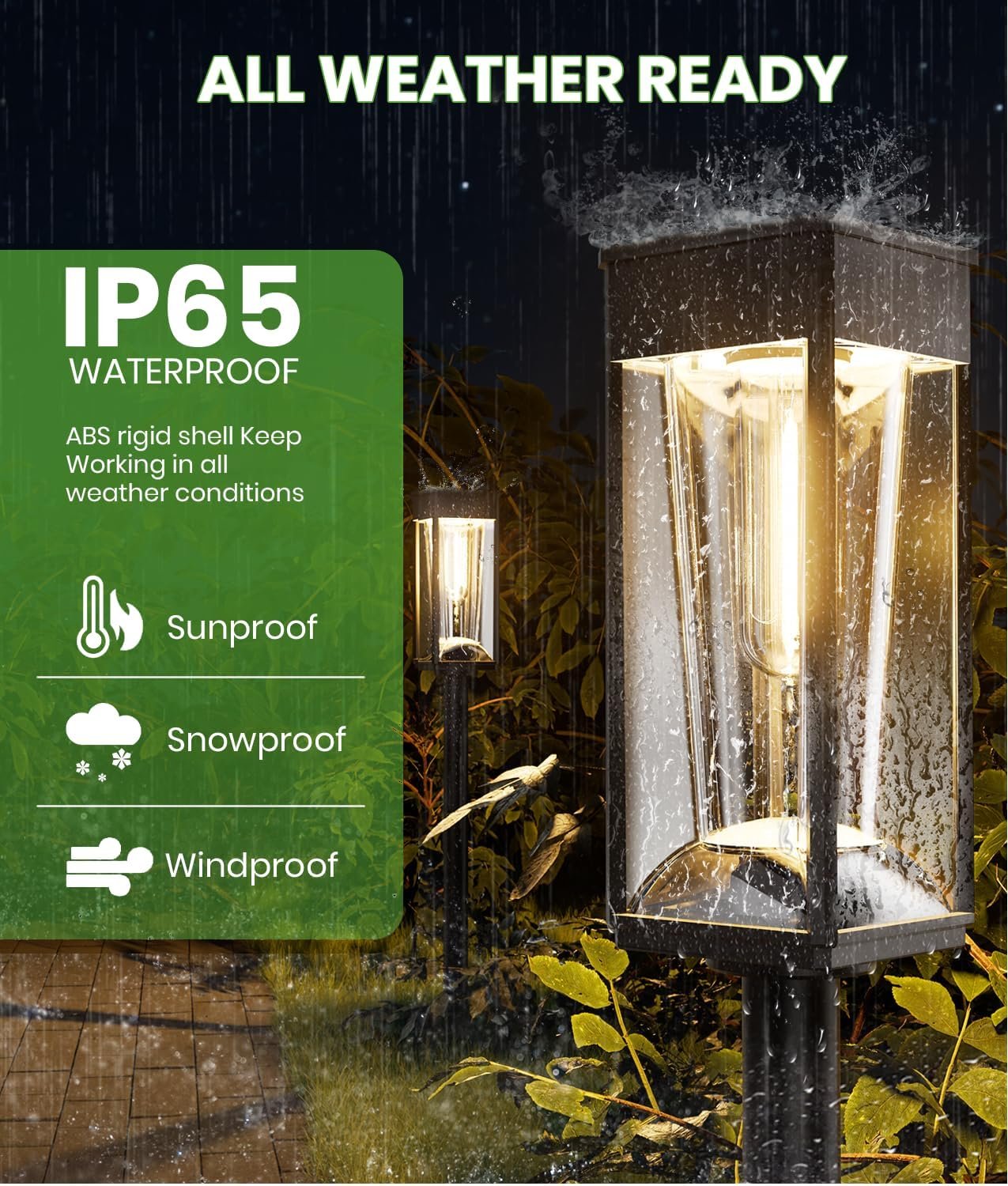BITPOTT Solar Pathway Lights 2-in-1 Warm&Cool, 8 Pack Bright Solar Lights Outdoor Waterproof IP65, Auto On/Off, Long Lasting Outdoor Light for Yard Patio Garden Decor Landscape Lighting - Image 5