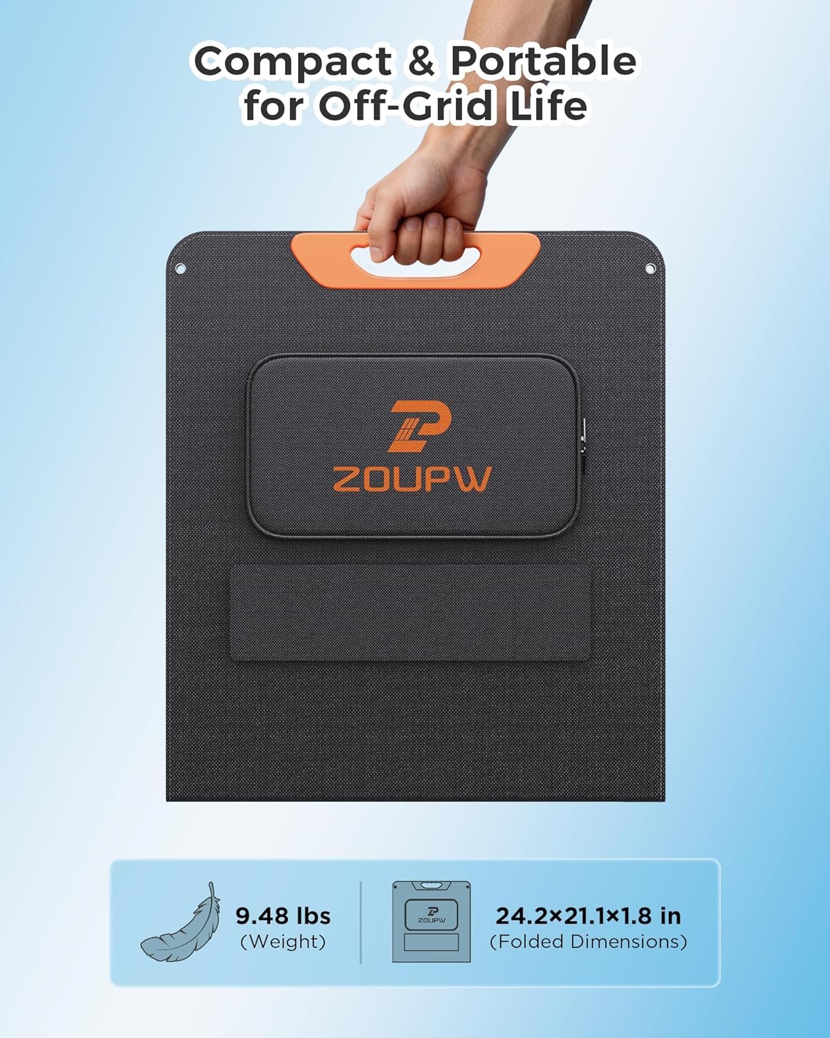ZOUPW 100W Portable Solar Panel for Power Station,23.5% Efficiency Mono Foldable Solar Charger for Jackery 300/Ecoflow River/Anker/Bluetti,IP67 Waterproof for Camping RV Off-Grid Emergency Power - Image 3