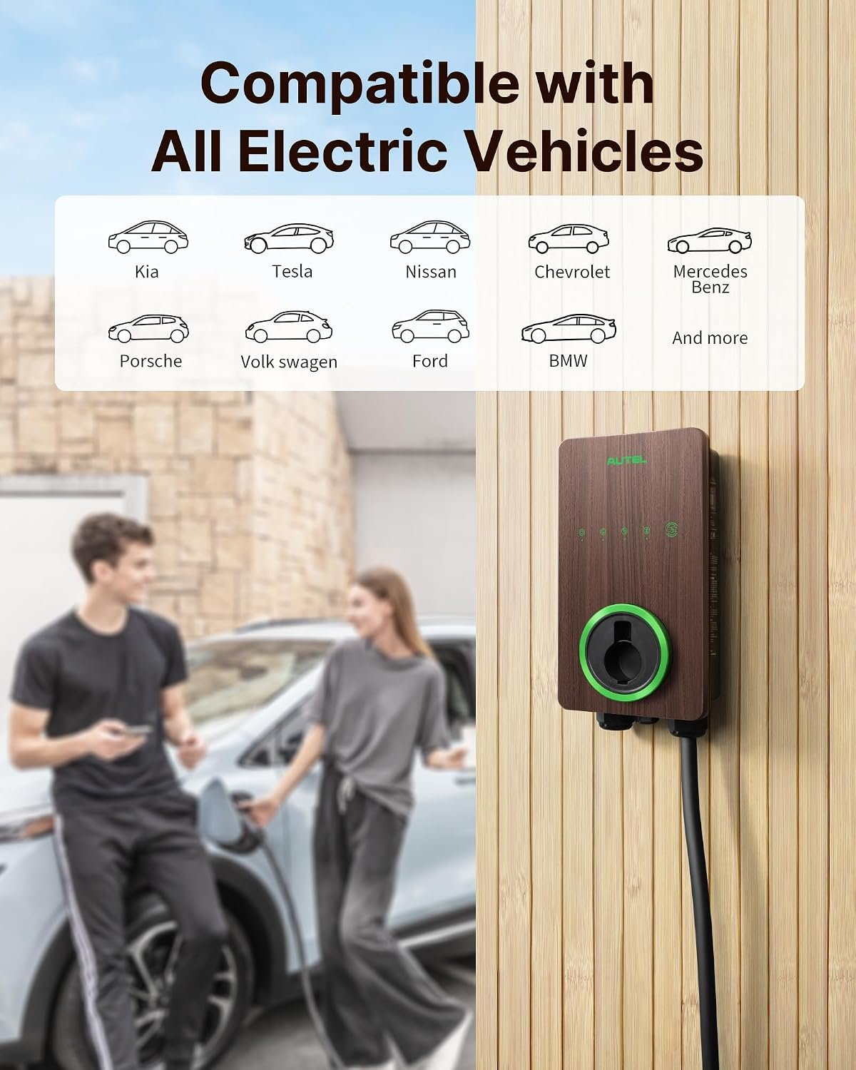 Autel Level 2 EV Charger 50A, J1772 Hardwired Home Charger, WiFi,25ft Cable | Up to 46 Mi/Hr,Smart WiFi&Bluetooth App Control,Indoor/Outdoor Rated, Adjustable 16-50A, Certified Safety Protection - Image 3