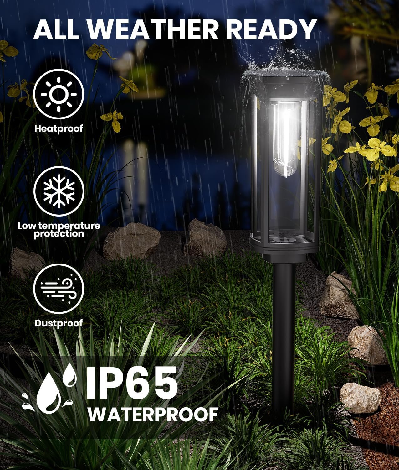 NEWMESSI 8 Pack Solar Pathway Lights Outdoor,Super Brightness IP65 Waterproof Auto On/Off Solar Path Lights, Garden Solar Powered Landscape Lighting for Outside Yard Garden Driveway Walkway Decor - Image 3