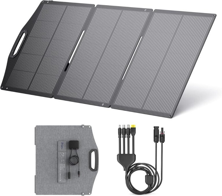 BigBlue 150W Portable Solar Panels with Kickstands, IP68 Waterproof Solar Charger with MC-4/XT60 for Power Station, 25% Conversion Efficiency, Camping Essentials, Foldable Solar Panel for RV Life