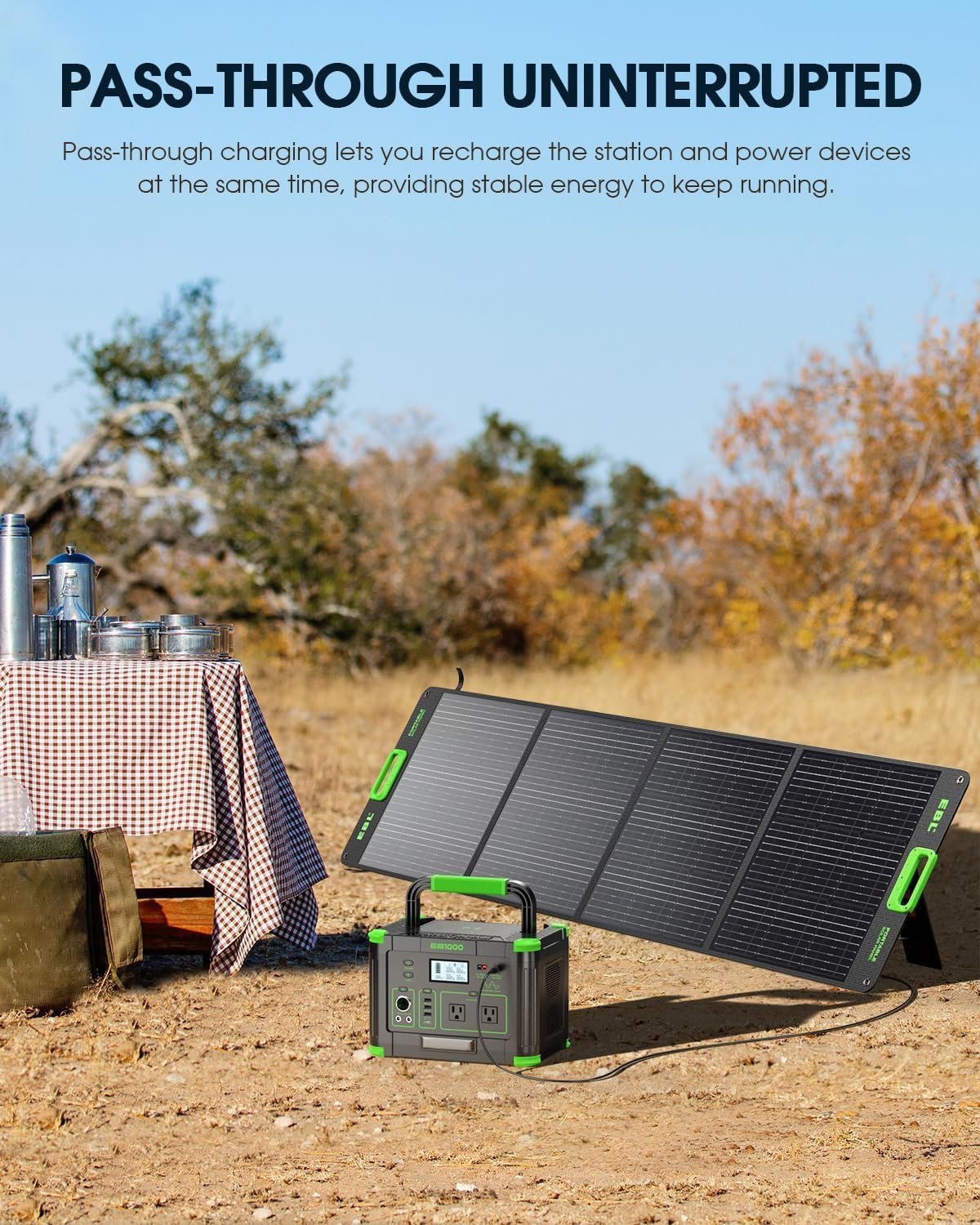 1000W Portable Power Station 999Wh, Solar Generator for Outdoor Emergency | 10 Ports & 60W PD USB-C Fast Charging, 120V Pure Sine Wave AC Outlet for Home Backup, Camping, Fishing, RV, Van Travel - Image 6