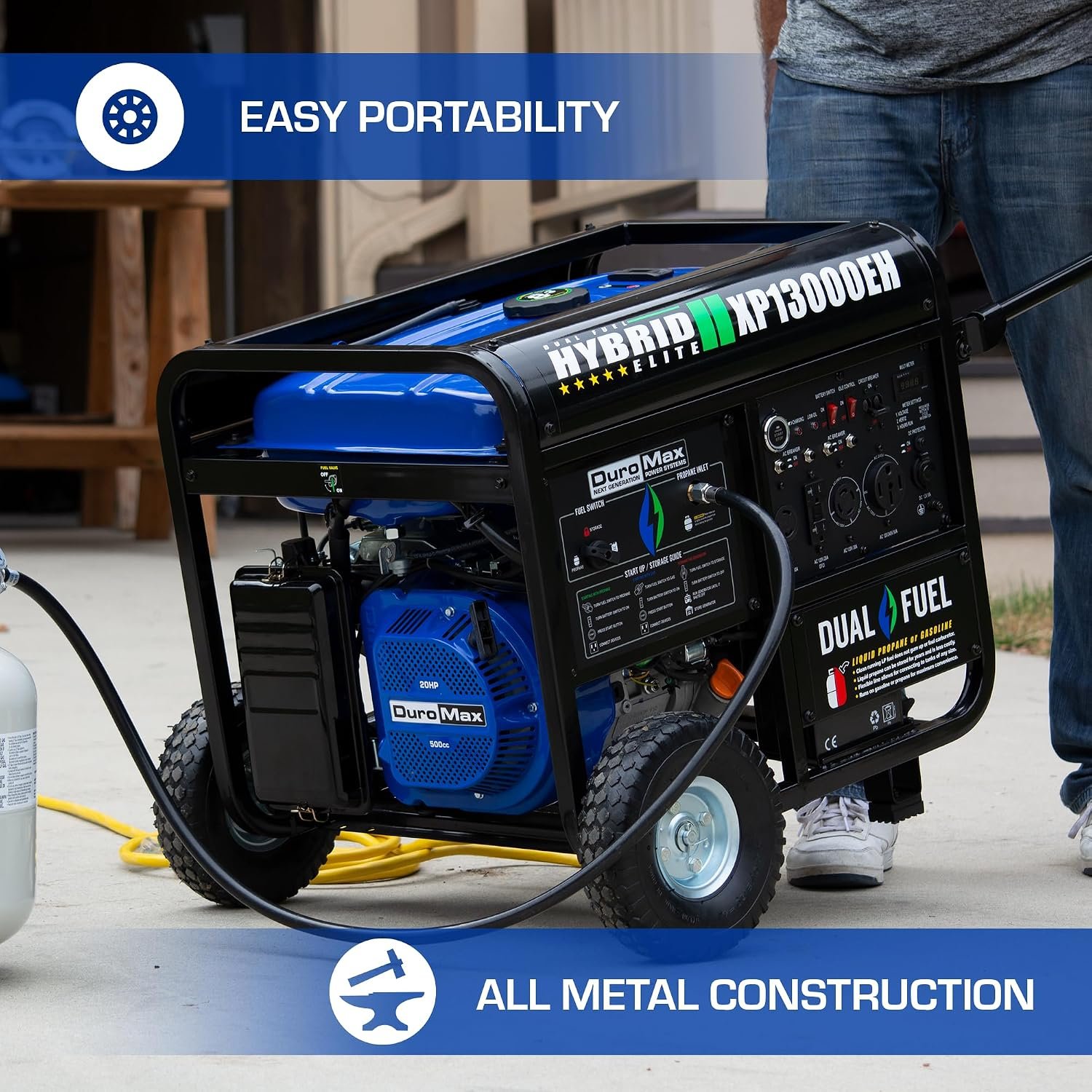 DuroMax XP13000EH 13,000-Watt Dual Fuel Portable Generator - Gas & Propane, Electric Start, Whole Home Backup Power, Transfer Switch Ready, RV & Emergency Ready - Image 7