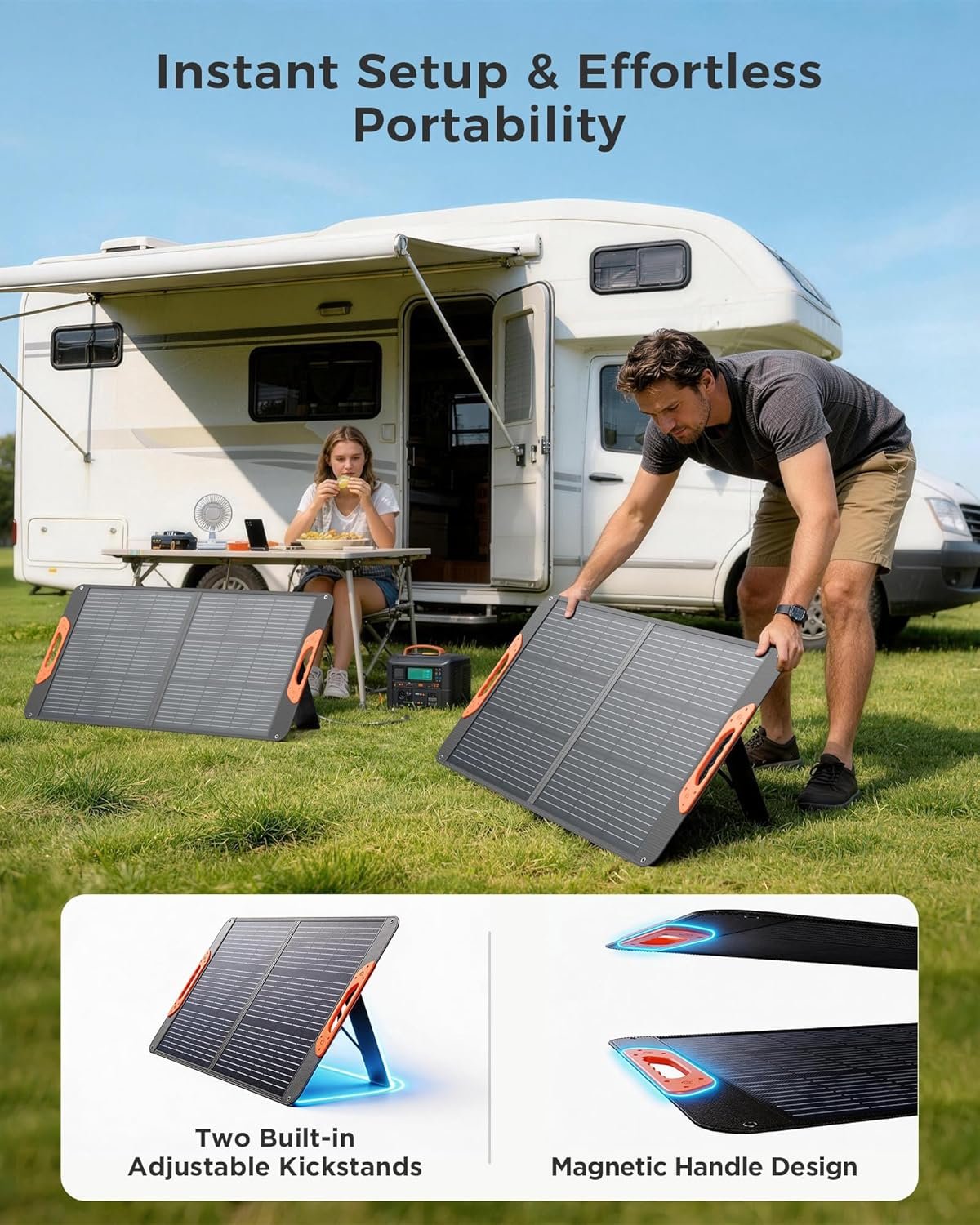ZOUPW 100W Portable Solar Panel for Power Station,23.5% Efficiency Mono Foldable Solar Charger for Jackery 300/Ecoflow River/Anker/Bluetti,IP67 Waterproof for Camping RV Off-Grid Emergency Power - Image 5