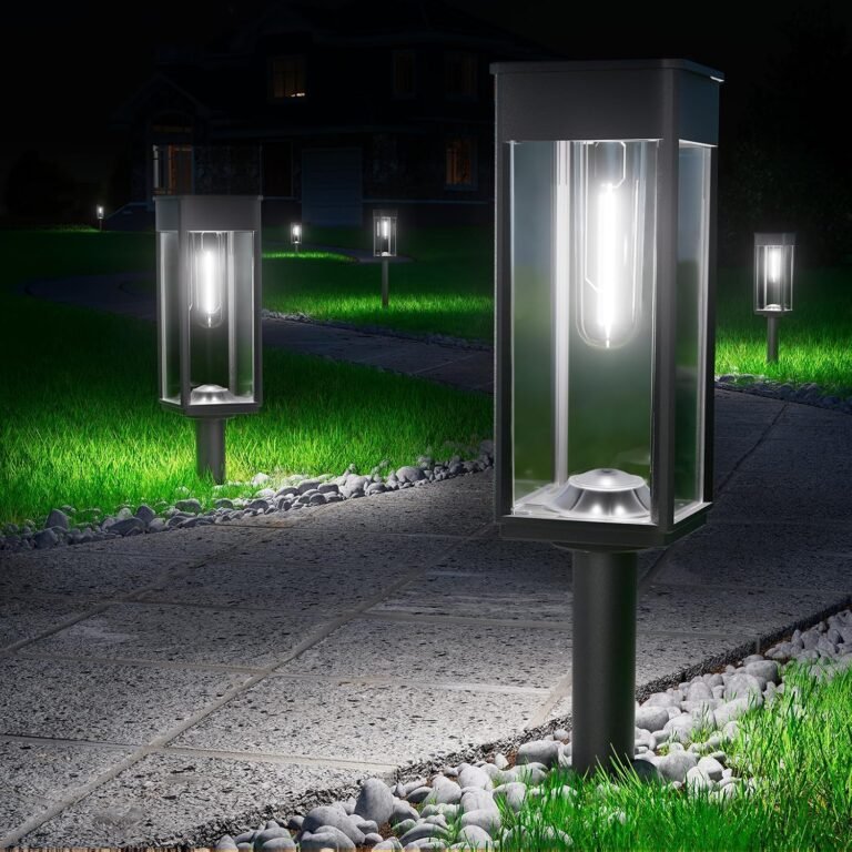 BITPOTT Solar Pathway Lights Outdoor, Bright Solar Lights for Outside Waterproof IP65, 12 Pack Auto On/Off Garden Lights Solar Powered Landscape Lights for Yard Walkway Driveway Lawn