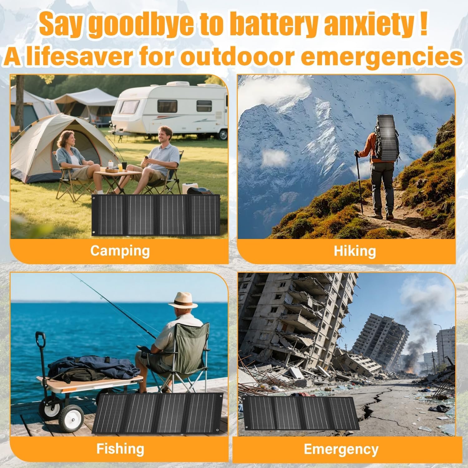 2026Upgrade 40W Foldable Solar Panel Charger,25% High Efficiency Portable N Type Cell,USB-C/USB-A/DC12V MPPT Fast Charging, IP67 Waterproof Lightweight Solar Charger for Outdoor Travel Emergency - Image 4