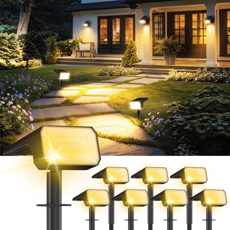 Fabrito Upgraded Solar Spot Lights Outdoor IP67 Waterproof 8 Pack, [108 LEDs, 4 Modes, 800LM] Dusk to Dawn Spotlights for All Night, 2-in-1 Solar Landscape Lights for Garden, Yard, Tree, Warm White
