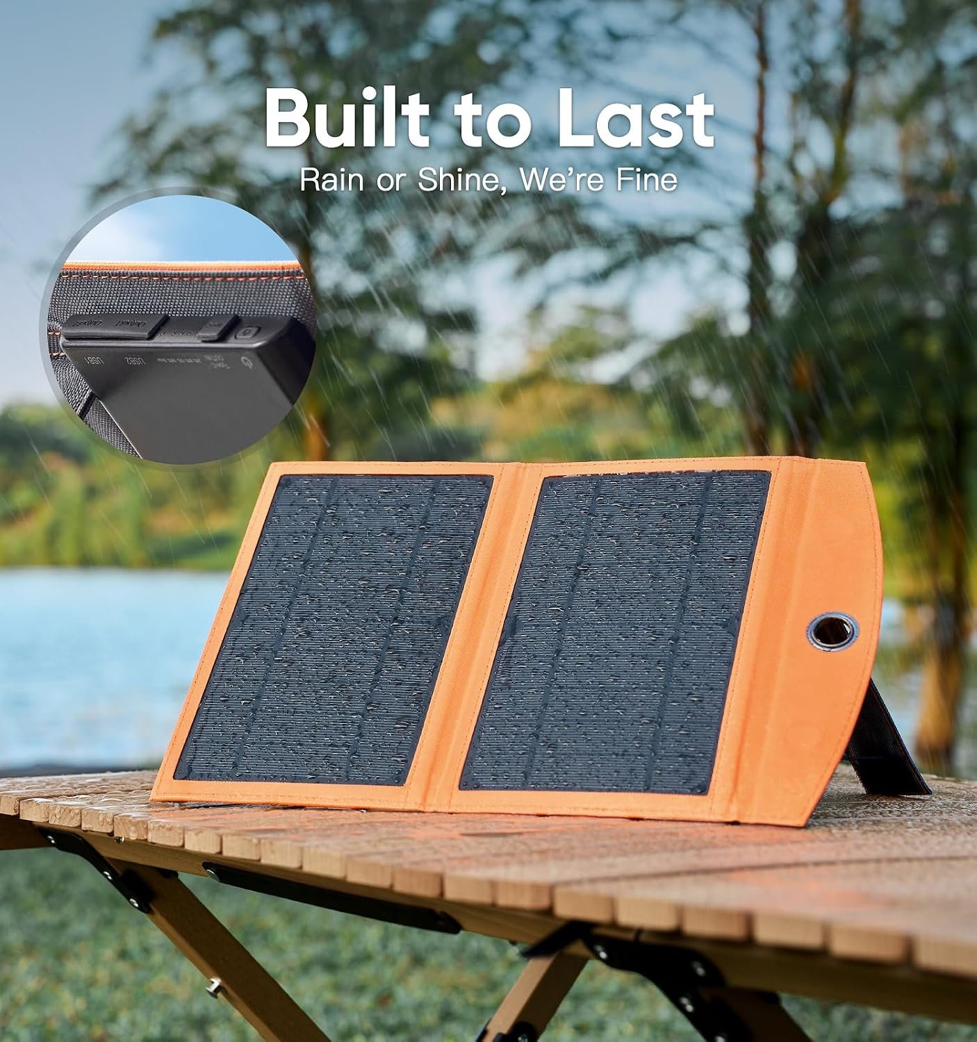 Solar Power Bank Panel 20000mAh & 4.9ft USB-C Cable, Solar Phone Charger for Emergency, Equipped with Dual 5V / 2.1A USB Outputs & Flashlight, IPX4 Waterproof, Perfect for Camping - Image 5