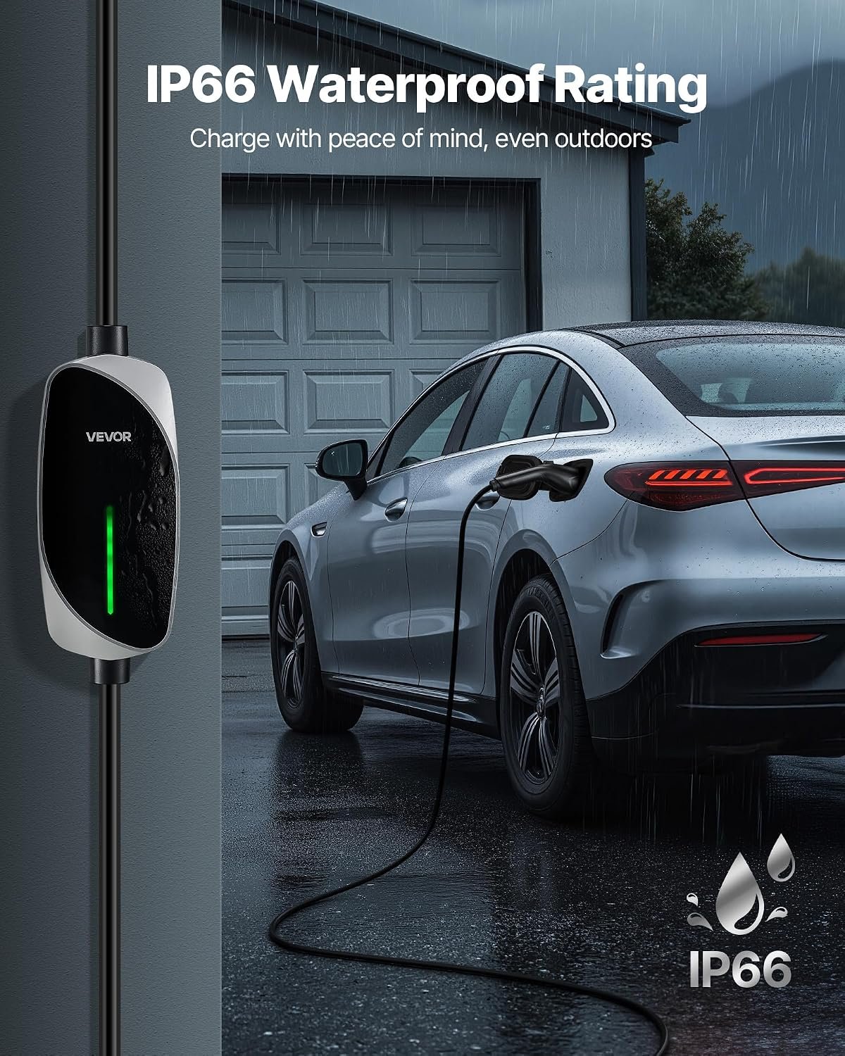 VEVOR Level 1&2 EV Charger, 16 Amp, Electric Vehicle Portable Charger with 25 ft Charging Cable, 120V-240V, NEMA 6-20P Plug NEMA 5-15 Adapter, LED Indicator, Home Car Charging Station for SAE J1772 EV | NEMA 5 15 Adapter and LED Indicator Support SAE J1772 Electric Vehicles, Enabling Safe Charging at Home or while Traveling - Image 7